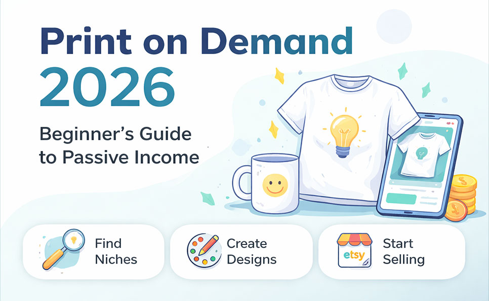 print on demand 2026 beginner guide passive income t shirt design business